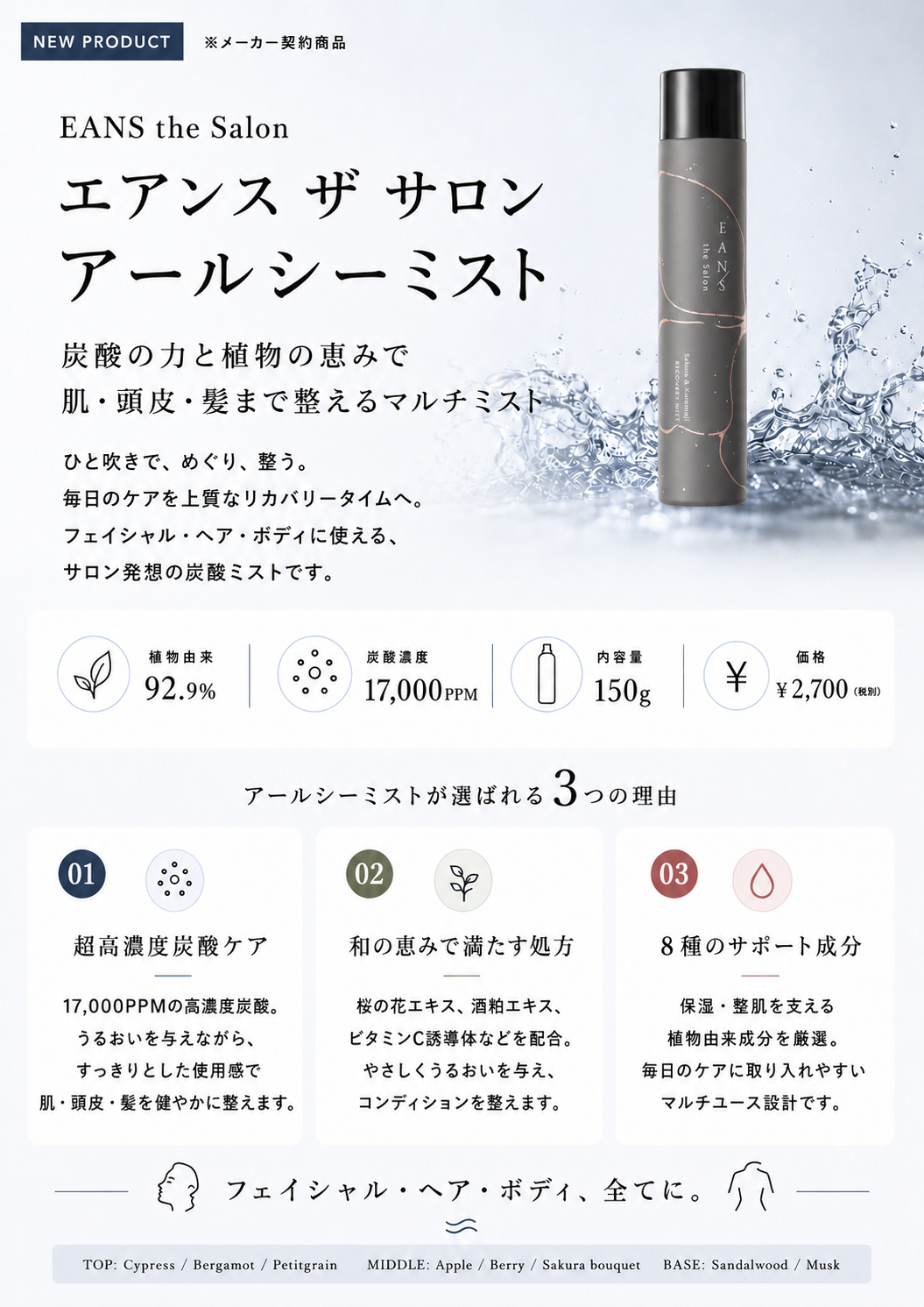 エアンス ザ サロン アールシーミスト 商品紹介